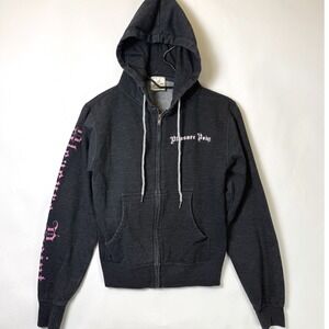 Pleasure Point Santa Cruz Pin Up Girl Zip Up Hoodie Charcoal Pink Small